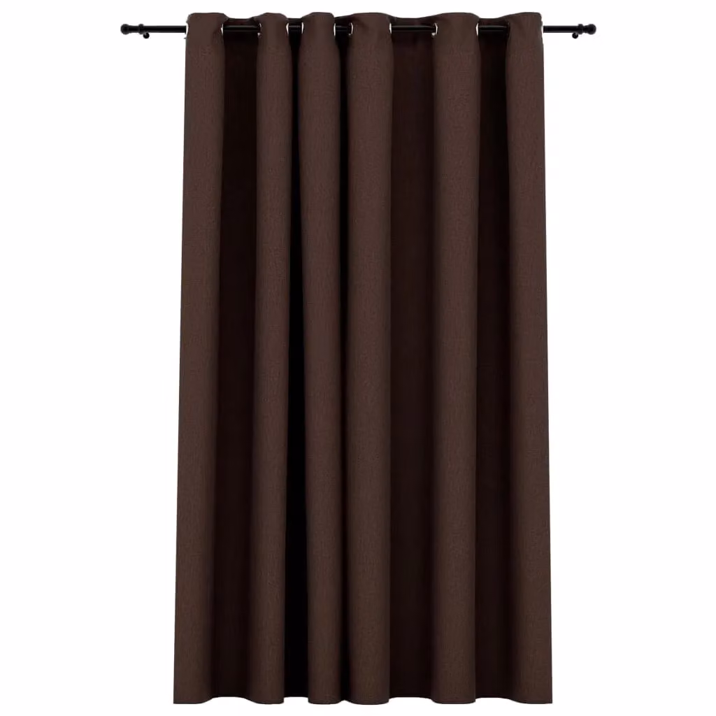 Berkfield Home Linen-Look Blackout Curtain with Eyelets, Taupe, W: 290 cm, H: 245 cm – 2
