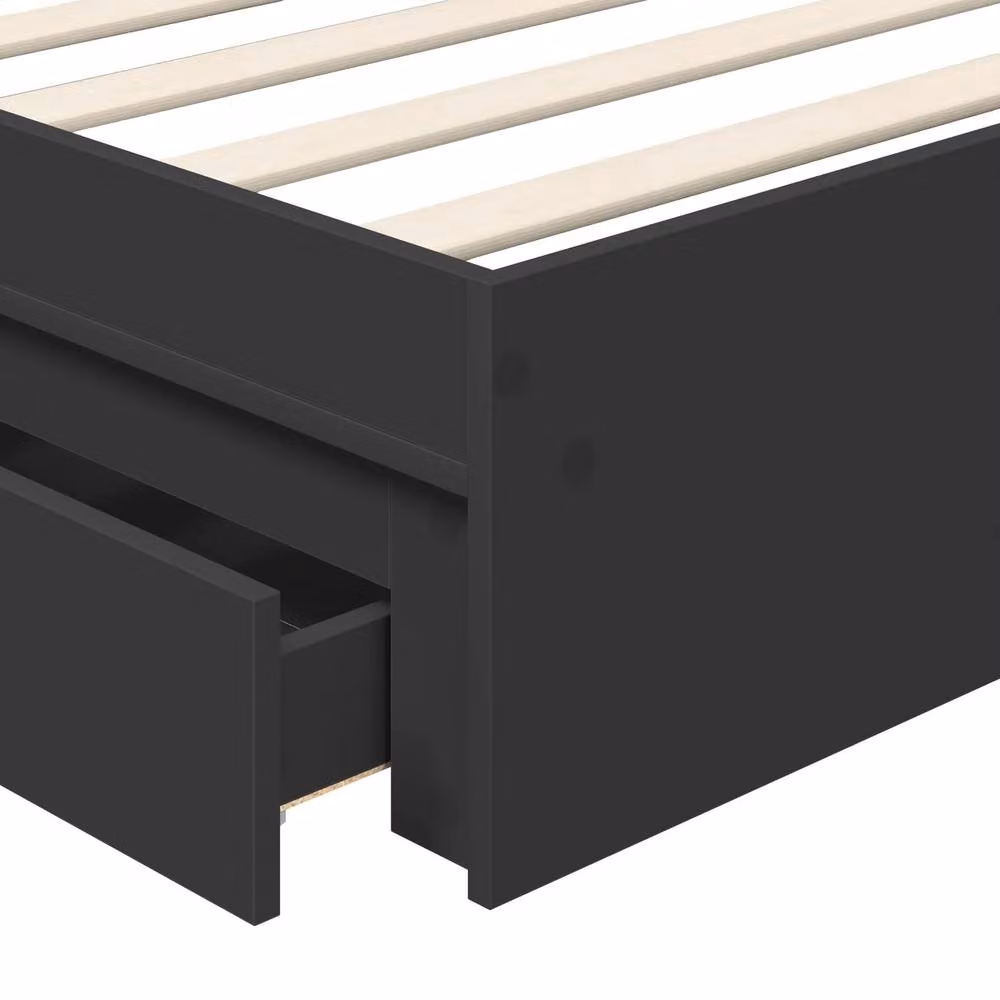Berkfield Home Modern Storage Bed with Headboard and Drawers in Black, W/D/H: 90 x 190 cm – 4