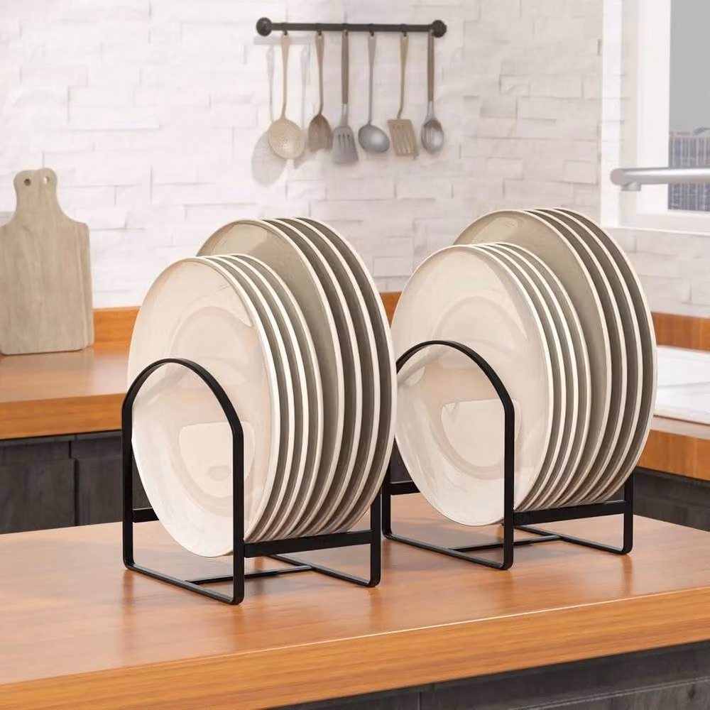 FORGEVIO 4 Pack Metal Kitchen Plate Holders in Black – 3