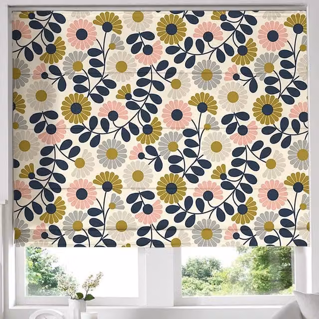 Orla Kiely Kimono Made to Measure Blackout Roman Blind in Multicolour Floral Pattern