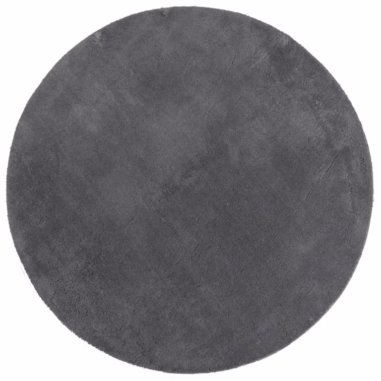 Berkfield Home Round Short Pile Soft and Washable Anthracite Rug, Diameter: 120 cm