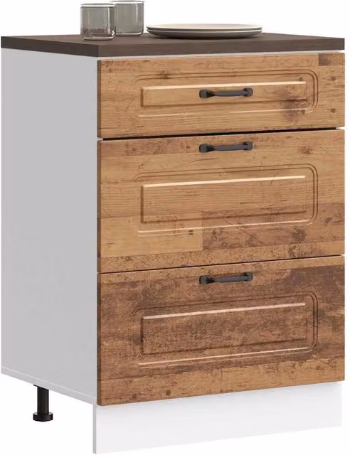 Berkfield Home Kalmar Kitchen Base Cabinet in Old Wood Brown