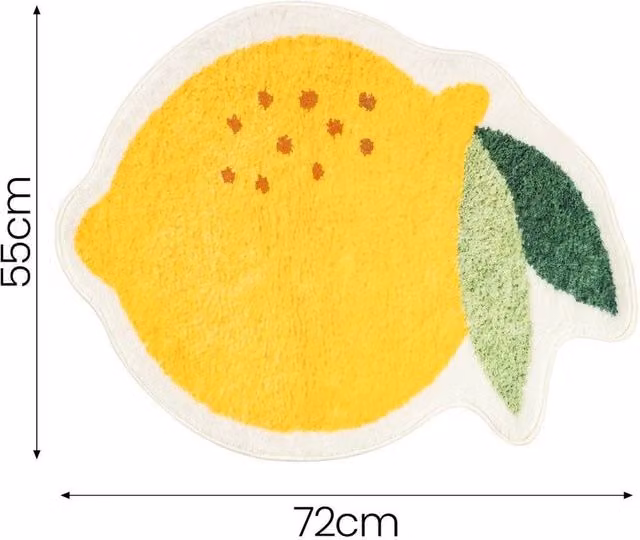 Pawnora Lemon Style Plush Bath Mat, Soft Anti-Slip Absorbent Floor Rug in Yellow