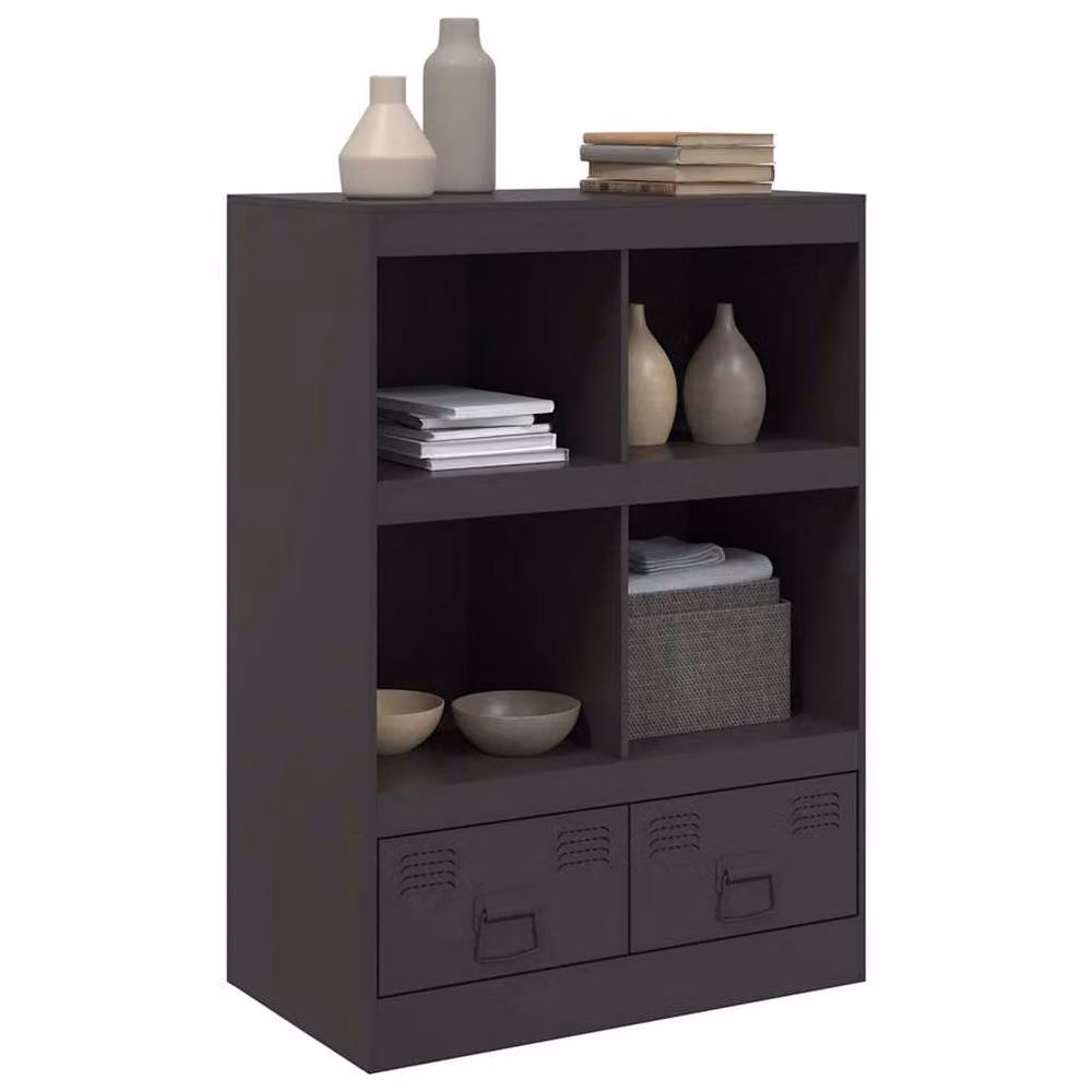Berkfield Home Matt Black Steel Highboard W/D/H: 67 x 39 x 95 cm – 4
