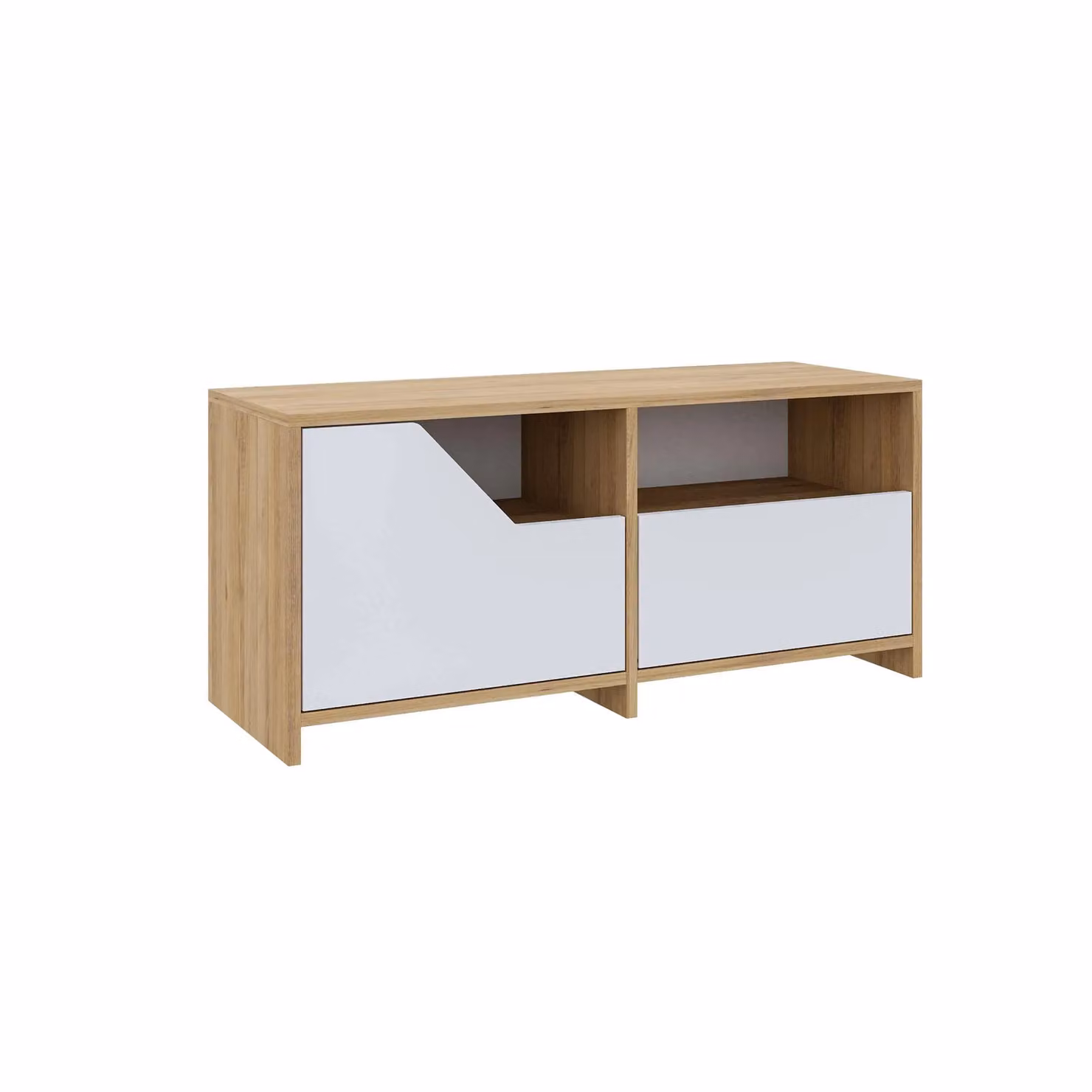 Decortie Nexus Modern 2-Door Shoe Cabinet with Open Shelf in Oak, Width: 105 cm – 2