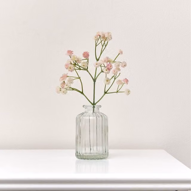 Melody Maison Ribbed Glass Bottle Vase, Clear, H 10 cm x W 10 cm x D 10 cm