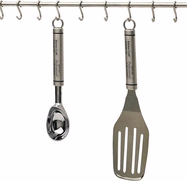 KitchenCraft Stainless Steel Wall Mounted Utensil Hanging Rack in Silver