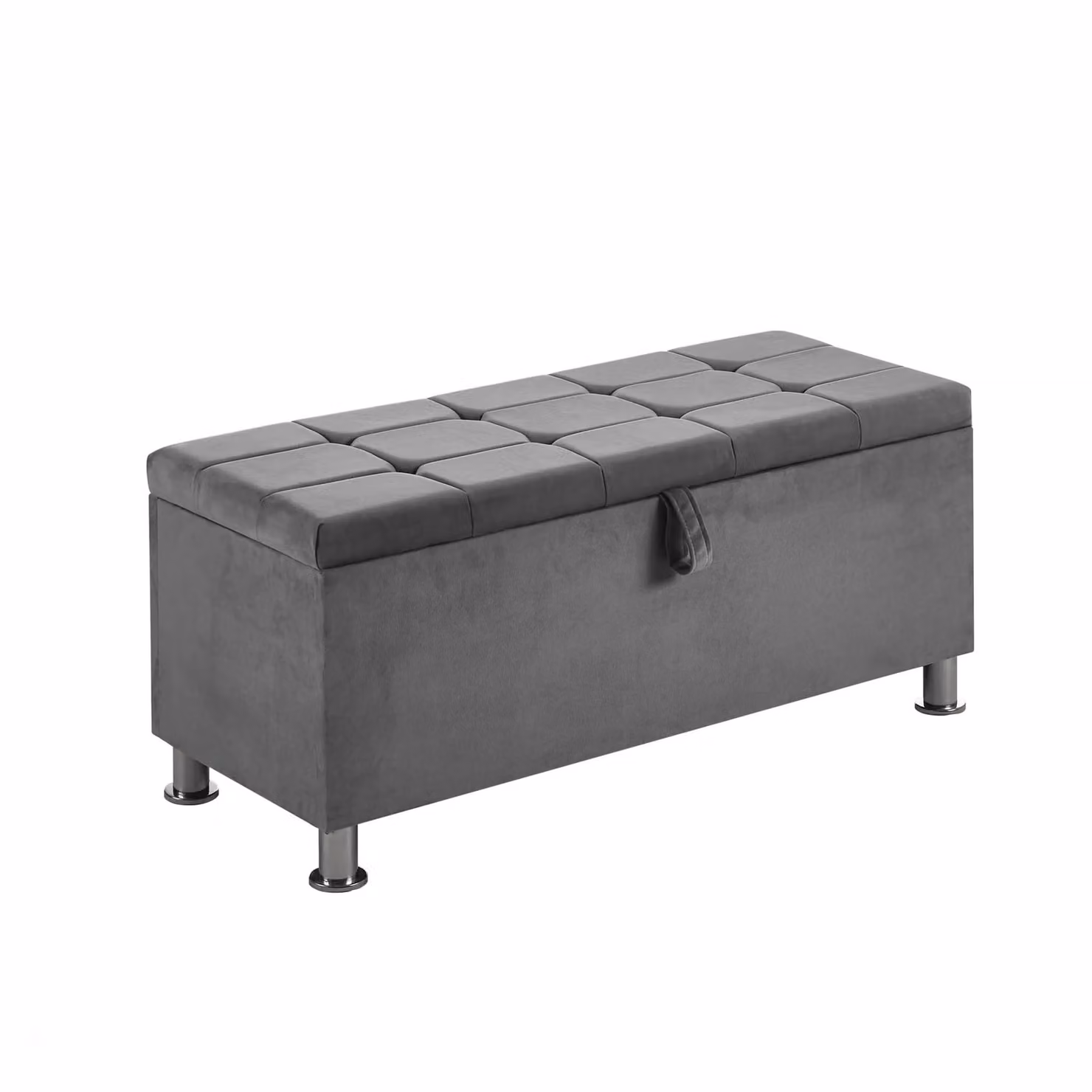 Vida Designs Valencia Velvet Fabric Storage Ottoman in Grey – 7