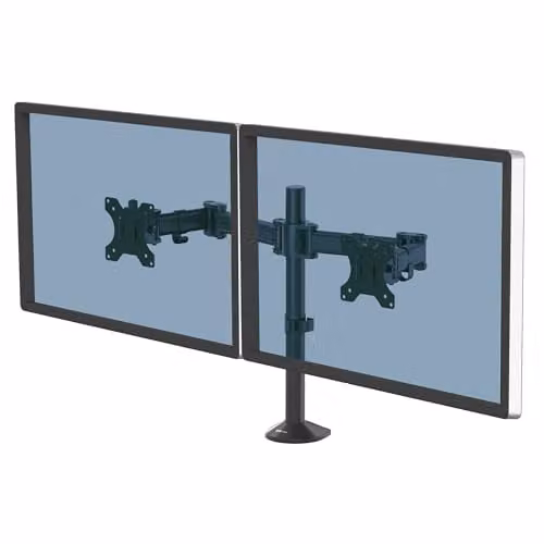 Fellowes Dual Monitor Arm Reflex Mount in Black for up to 30 inch Screens, VESA 75 x 75 mm and 100 x 100 mm