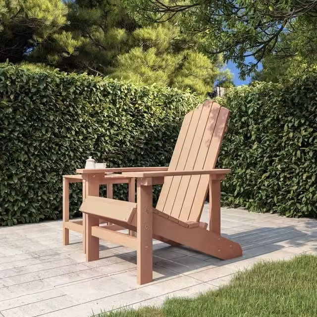 Berkfield Home Garden Adirondack Chair in Brown HDPE Composite Plastic – 1