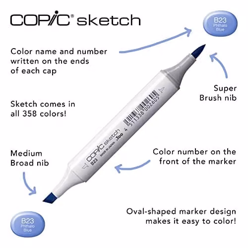 Copic Sketch Marker Pens Set of 3 Colour Fusion Purple Brush Tip – 1