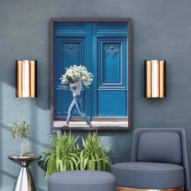 Liora Luxe Prints Ltd Blue Floral Botanical Portrait Wall Art