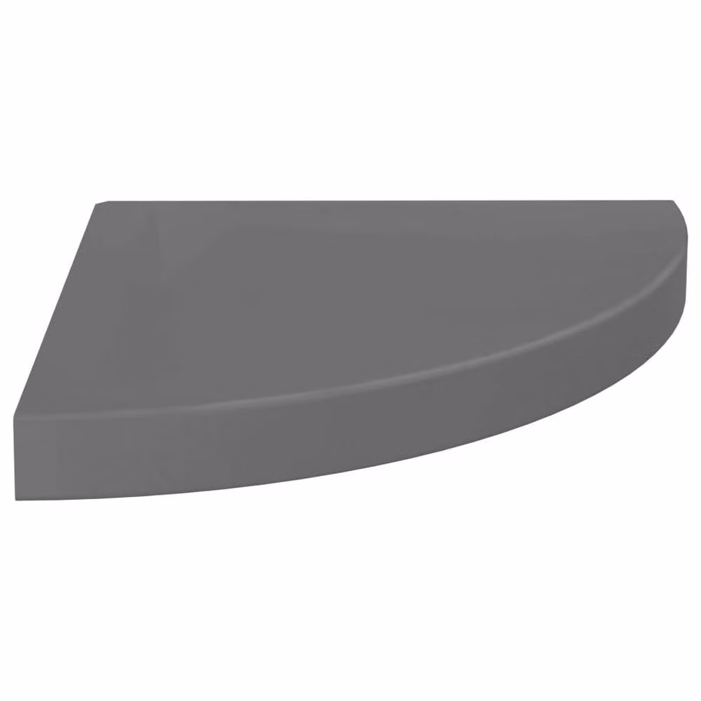 Berkfield Home Durable Floating Corner Shelf in High Gloss Grey, W/D/H: 35 x 35 x 3.8 cm – 3