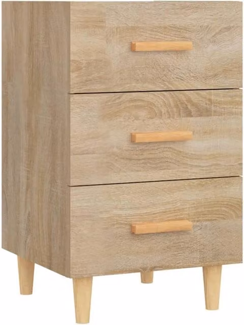 Berkfield Home Sonoma Oak Bedside Cabinet in Light Tan, W/D/H: 40 x 40 x 66 cm