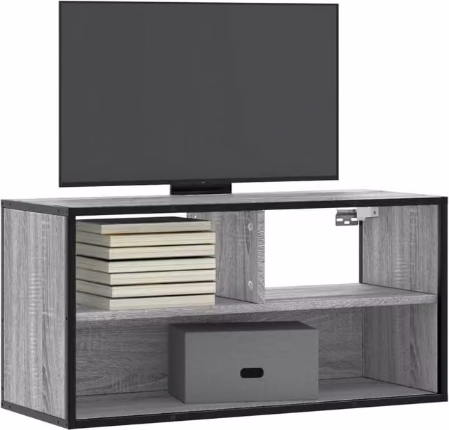 Berkfield Home Industrial TV Cabinet in Grey Sonoma, W/D/H: 80 x 31 x 39.5 cm – 1