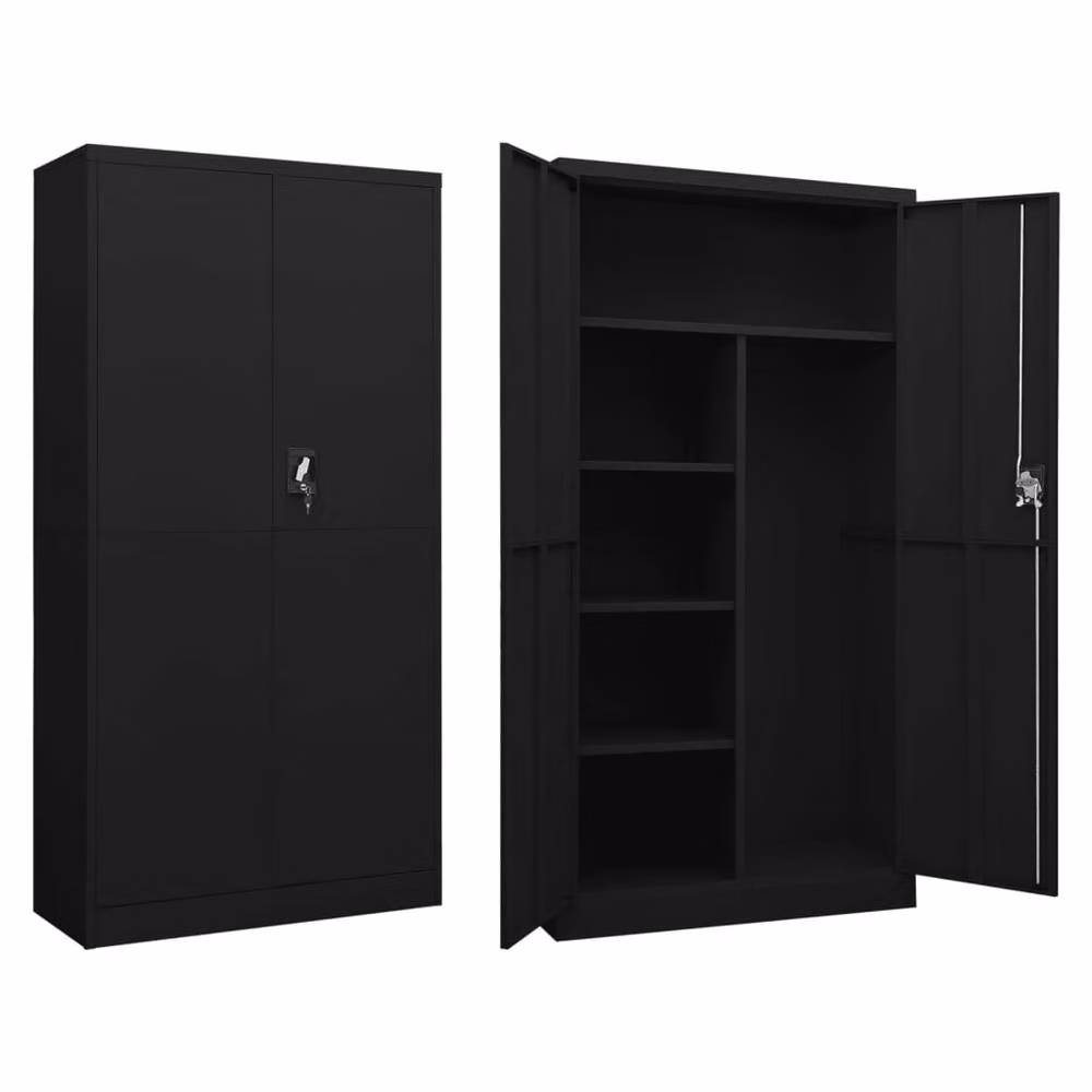 Berkfield Home Black Steel Locker Cabinet with Internal Shelves, W/D/H: 90 x 40 x 180 cm – 2