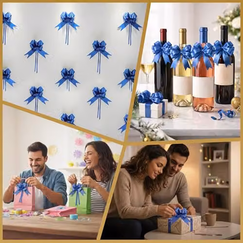 Shatchi 10pcs Navy Blue Pull Bows for Gift Wrapping and Decorations – 5