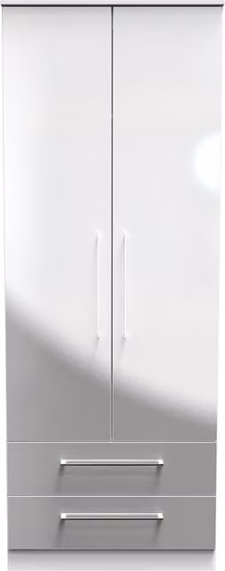 2 U Gloucester Ready Assembled 2 Door 2 Drawer Wardrobe in Mid Grey