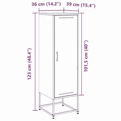 vidaXL Modern Black Steel Highboard with Hinged Doors, W/D/H: 36 x 39 x 123 cm – 3