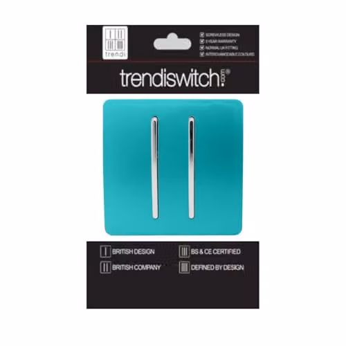 Trendi 2 Gang Combination Light Switch in Petrol Blue Plastic – 2