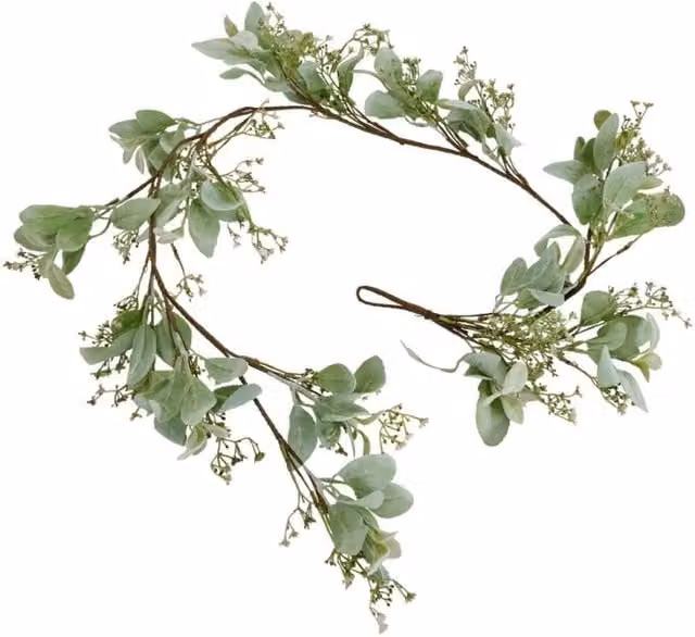 Lemon Pavilion Winter Garland with Lambs Ear and Wax Flower, Green, L: 153 cm – 1