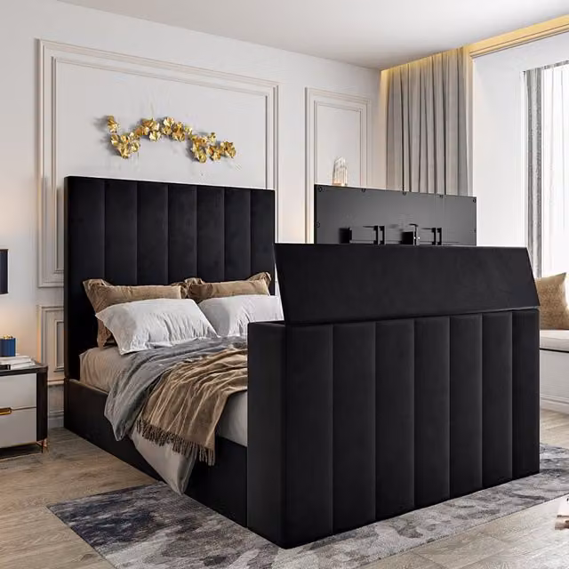 Casani Jameson Upholstered Soft Velvet Bespoke Bed Frame in Oxblood Red, W/D/H: 120 x 200 cm