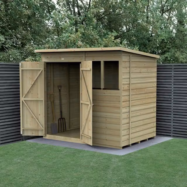 Forest Gardens Beckwood Pent Wood Shed with Window and Foundation