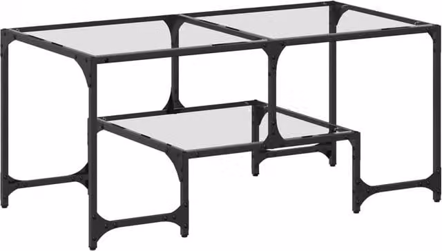 Berkfield Home Modern Rectangular Coffee Table with Transparent Glass Top and Black Steel Frame, W: 98.5 cm, D: 50 cm, H: 45 cm