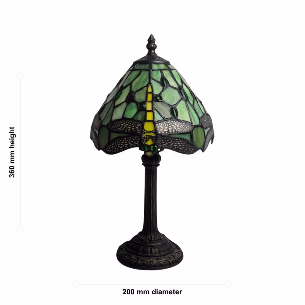 First Choice Lighting Laurel Green Tiffany Dragonfly Table Lamp in Bronze, Height: 36 cm – 3
