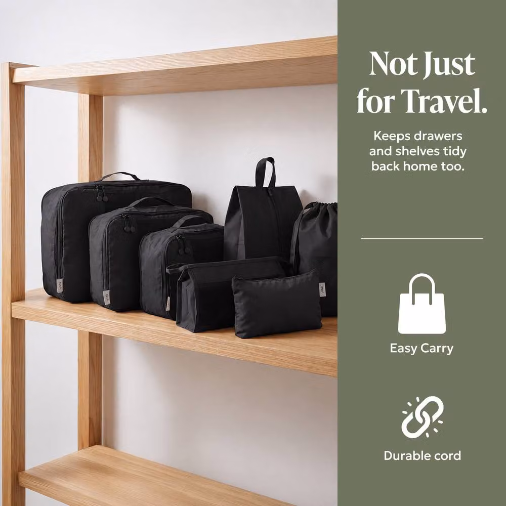 Lugg 8 Set Compression Packing Cubes Suitcase Organiser Set in Black – 6