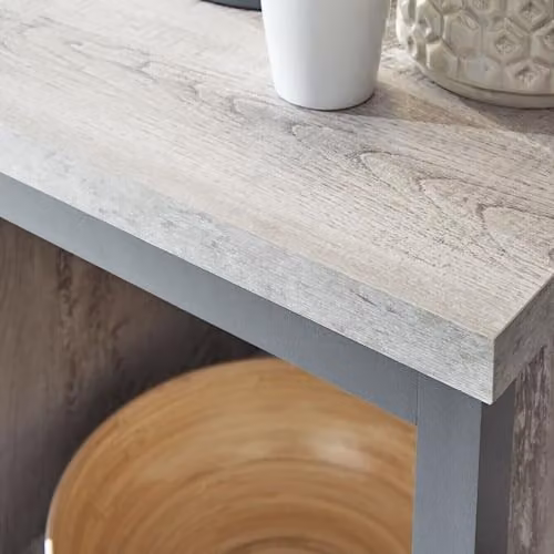 GFW Boston Grey Wood Effect Lamp Table with Storage Shelf – 4