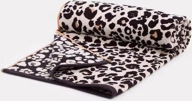 M&S Pure Cotton Leopard Print Beach Towel in Brown and Multicolour