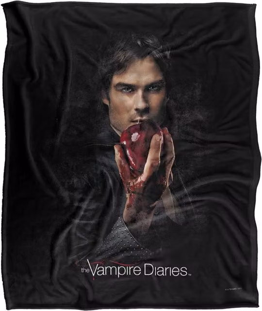 Warner Brothers Vampire Diaries Damon Fruit Silky Touch Super Soft Throw Blanket in White – 1