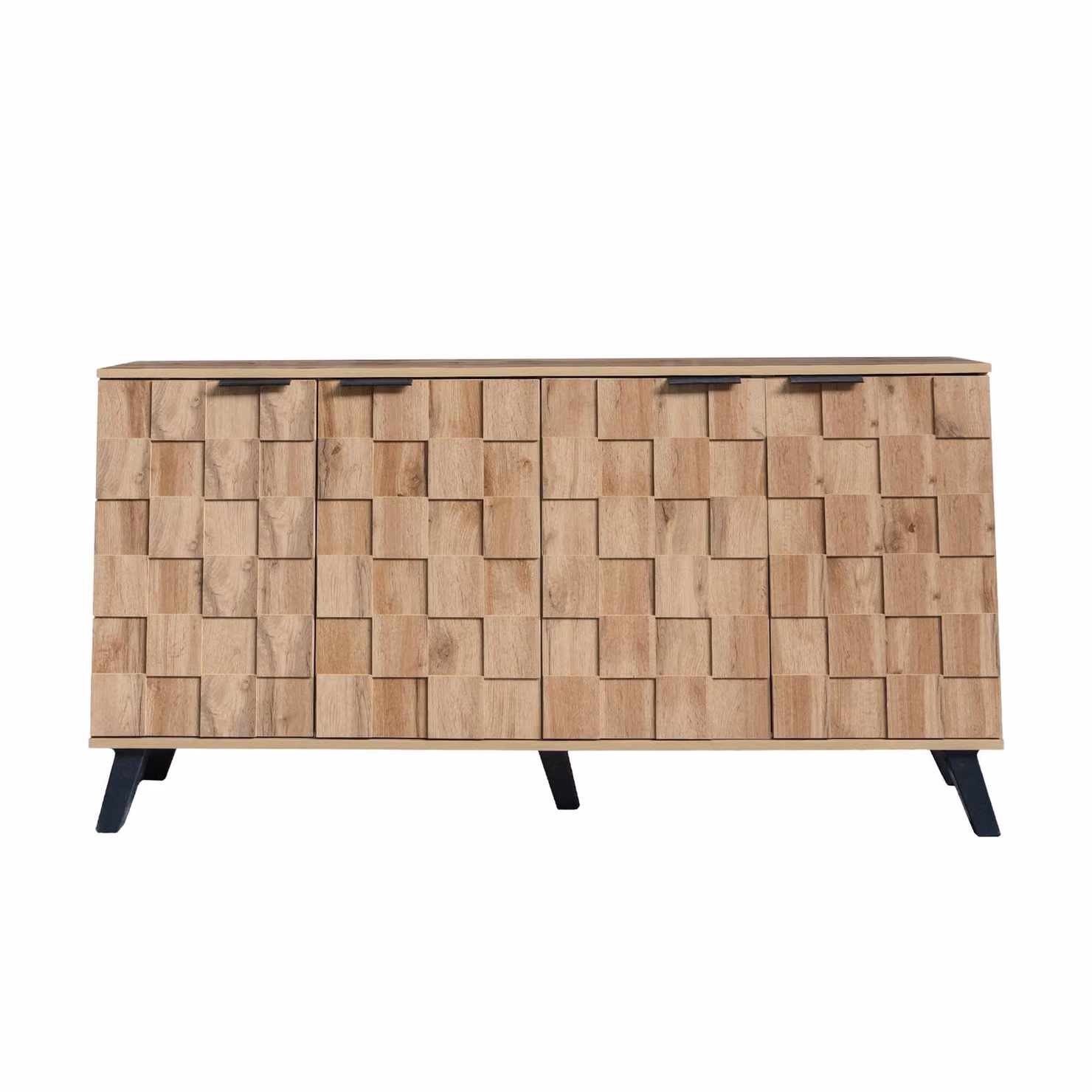 Aosom UK Modern Geometric Sideboard with Matt Handles and Adjustable Shelves, Wood, Black and Brown, W: 150 cm, D: 35 cm, H: 78 cm – 2
