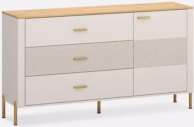 Heze Furniture Ruben Sideboard with 1 Door and 3 Drawers in Cashmere and Light Stone Oak