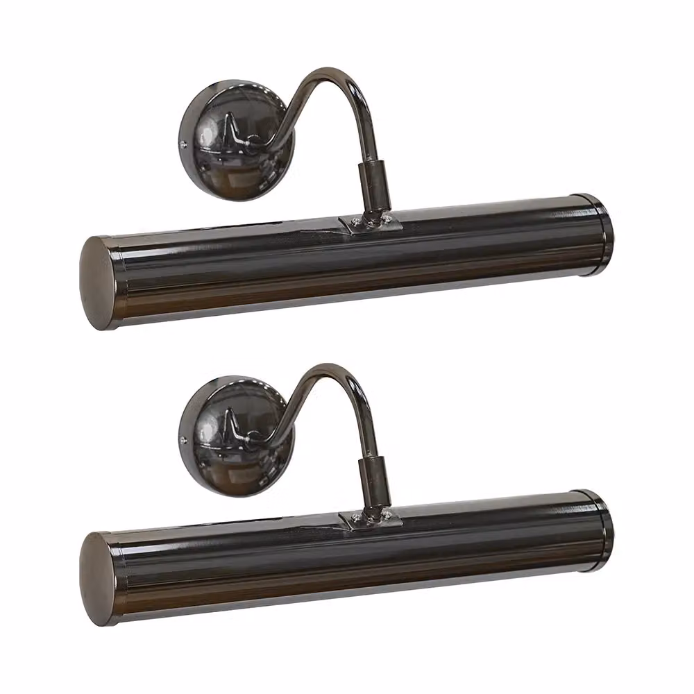 ValueLights Gemini Pair of Black Adjustable Metal Indoor Wall Picture Lights – 2