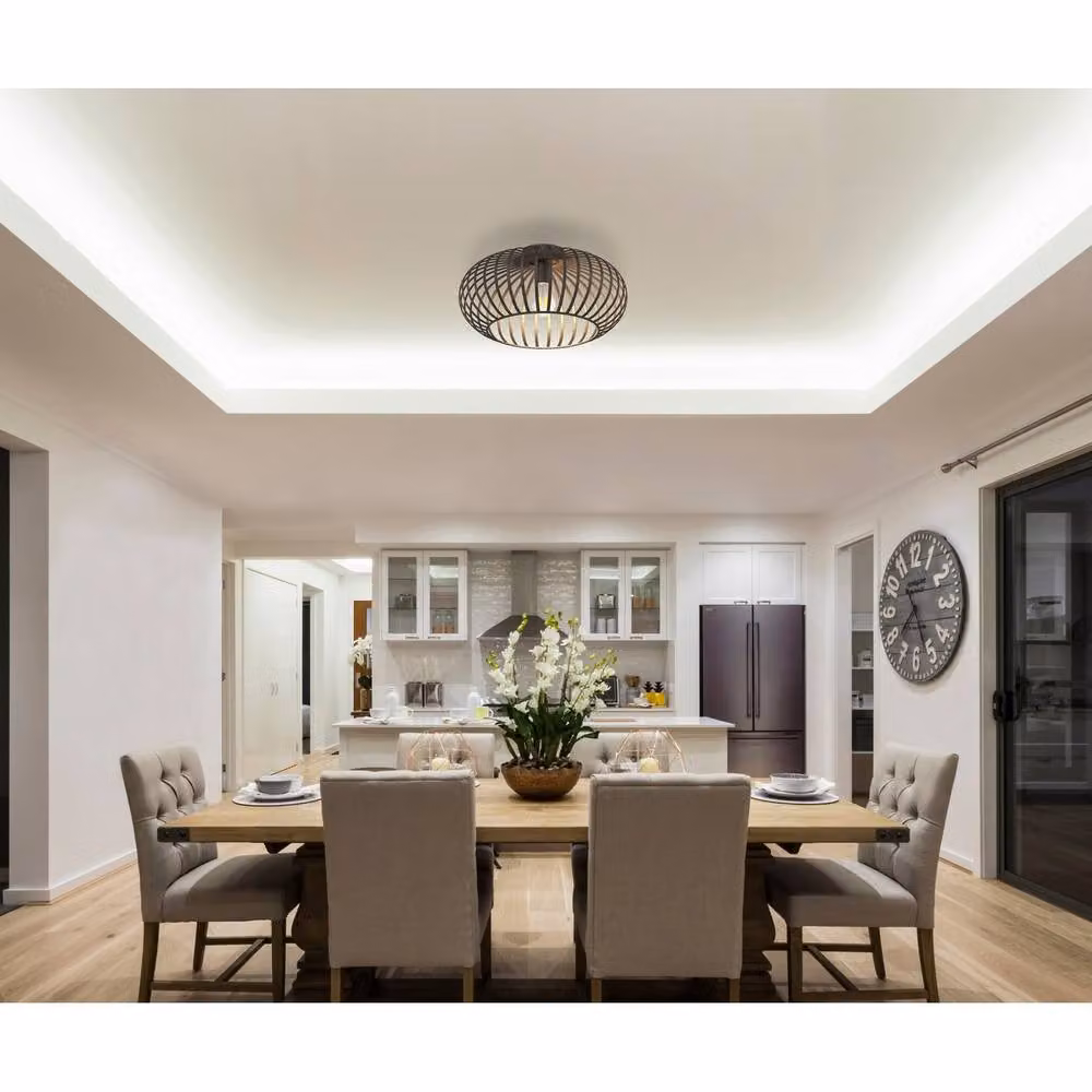 Netlighting Max Semi Flush Ceiling Light in Brown with E27 Socket – 3
