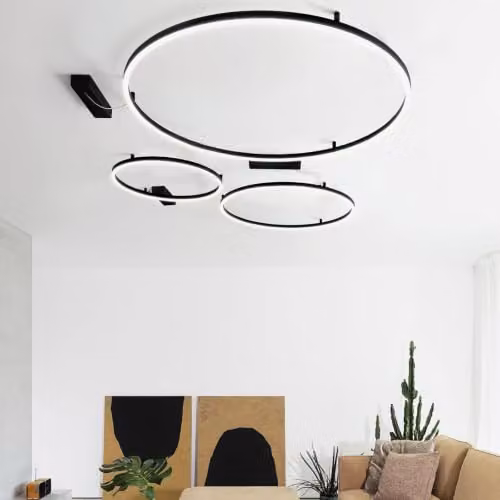 Netlighting Oracle Slim Round Integrated LED Semi Flush Ceiling Light, Black, 50 cm, 2700K Warm White – 2