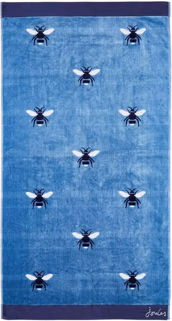 Joules Botanical Bee Fluffy Cotton Bath Sheet in Pale Blue – 1