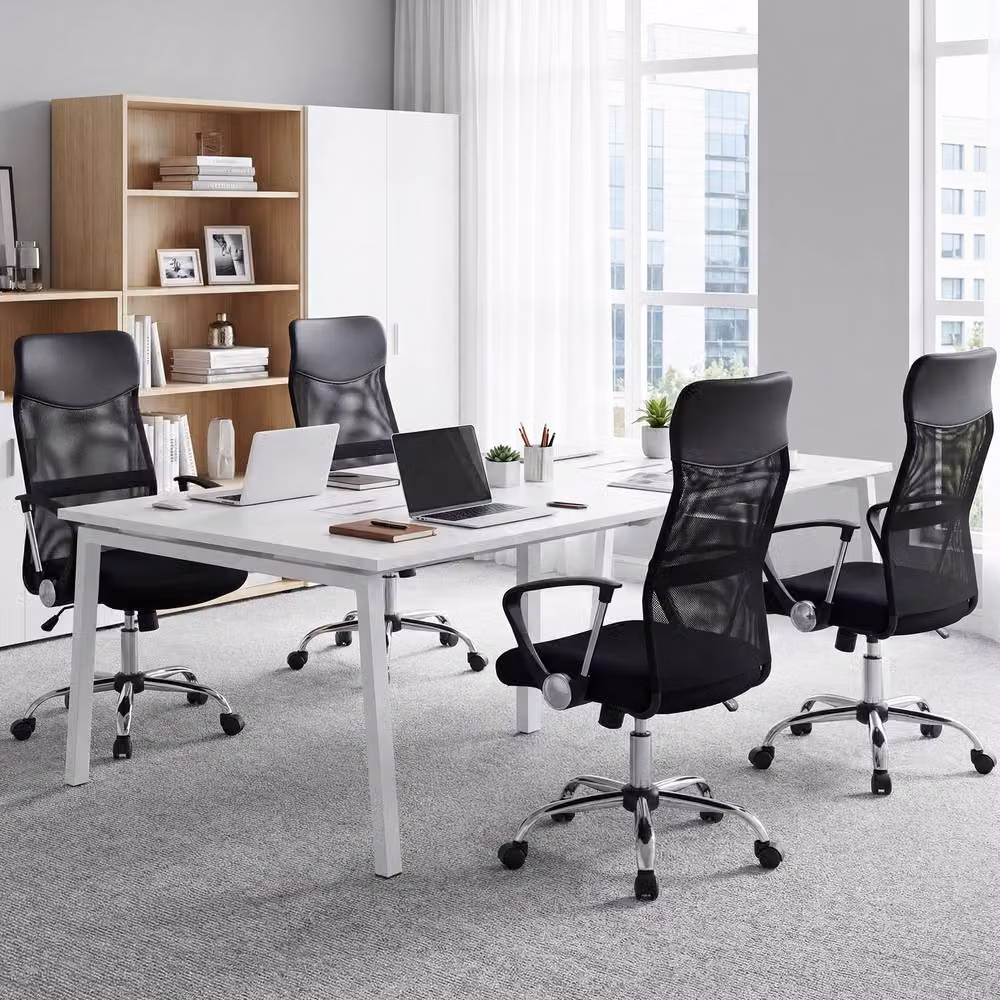 Costway Black Mesh Office Chair with Reclining Backrest, Armrests and Swivel Function for Home Office – 5