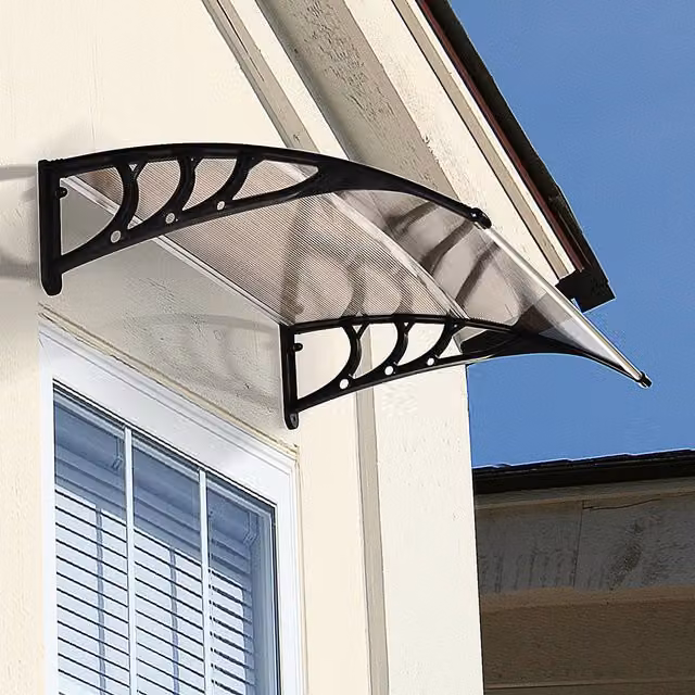 Outsunny Wall-Mounted Front Door Canopy Awning in Brown, W: 120 cm, D: 75 cm – 8