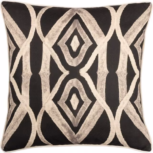 Cape Ikat Reversible Square Cushion in Black with Feather Filling