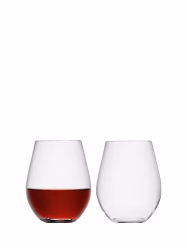 LSA Transparent Stemless Red Wine Glass, 530 ml, Set of Two