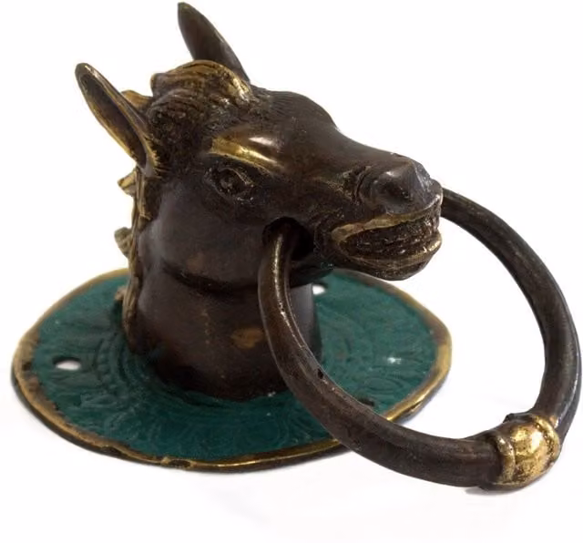 KDMK Classic Brass Horse Head Door Knocker in Gold