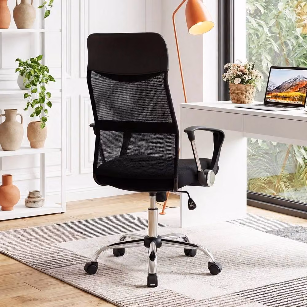 Kelvenix Black Fabric High Back Swivel Task Chair for Home Office – 3