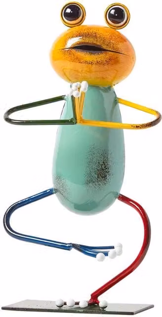 Homescapes Metal Yoga Frog Garden Ornament in Yellow and Multicolour