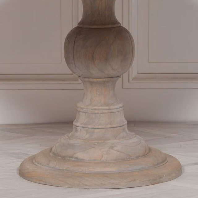 Glasstone Rustic Round Wooden Dining Table, Brown, Diameter: 120 cm, Height: 80 cm