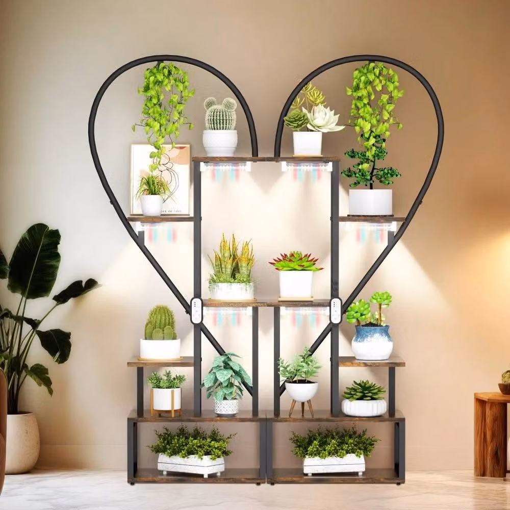 FORGEVIO XXL Indoor Plant Stand with 3 LED Grow Lights, Black, H 167 x W 112 x D 28 cm – 4
