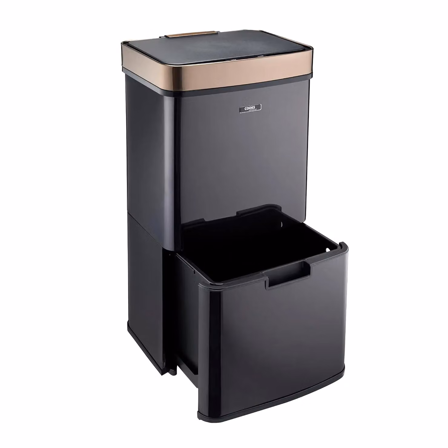 Cooks Professional 75L Recycling Sensor Bin with Dual Compartments and Food Caddy in Black – 2