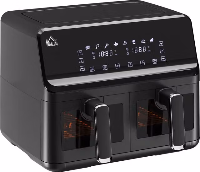 HOMCOM 8L Double Air Fryer Oven with Digital Display and 8 Presets, Black